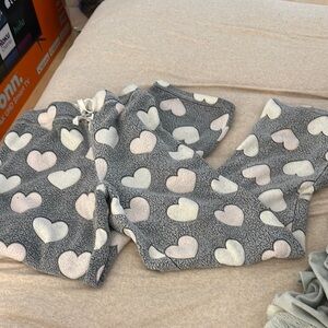 Cozy Gray Heart Pajama Set